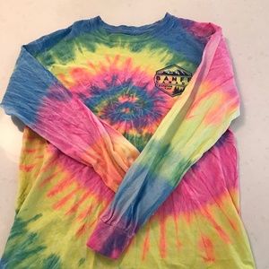 Long sleeve rainbow tie dye t shirt